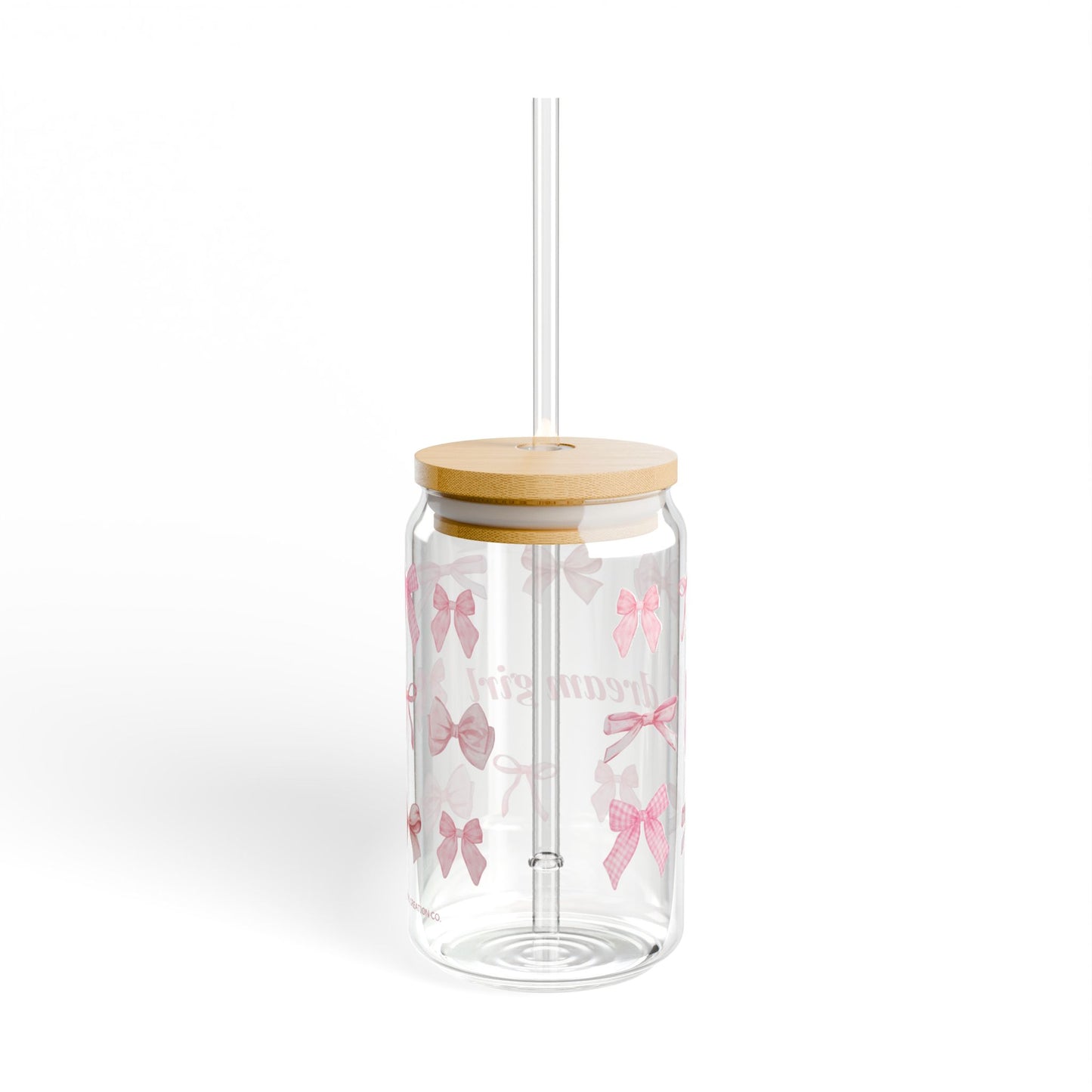 Dream Girl Pink Bow Sipper Glass – 16oz Drinkware for Girls