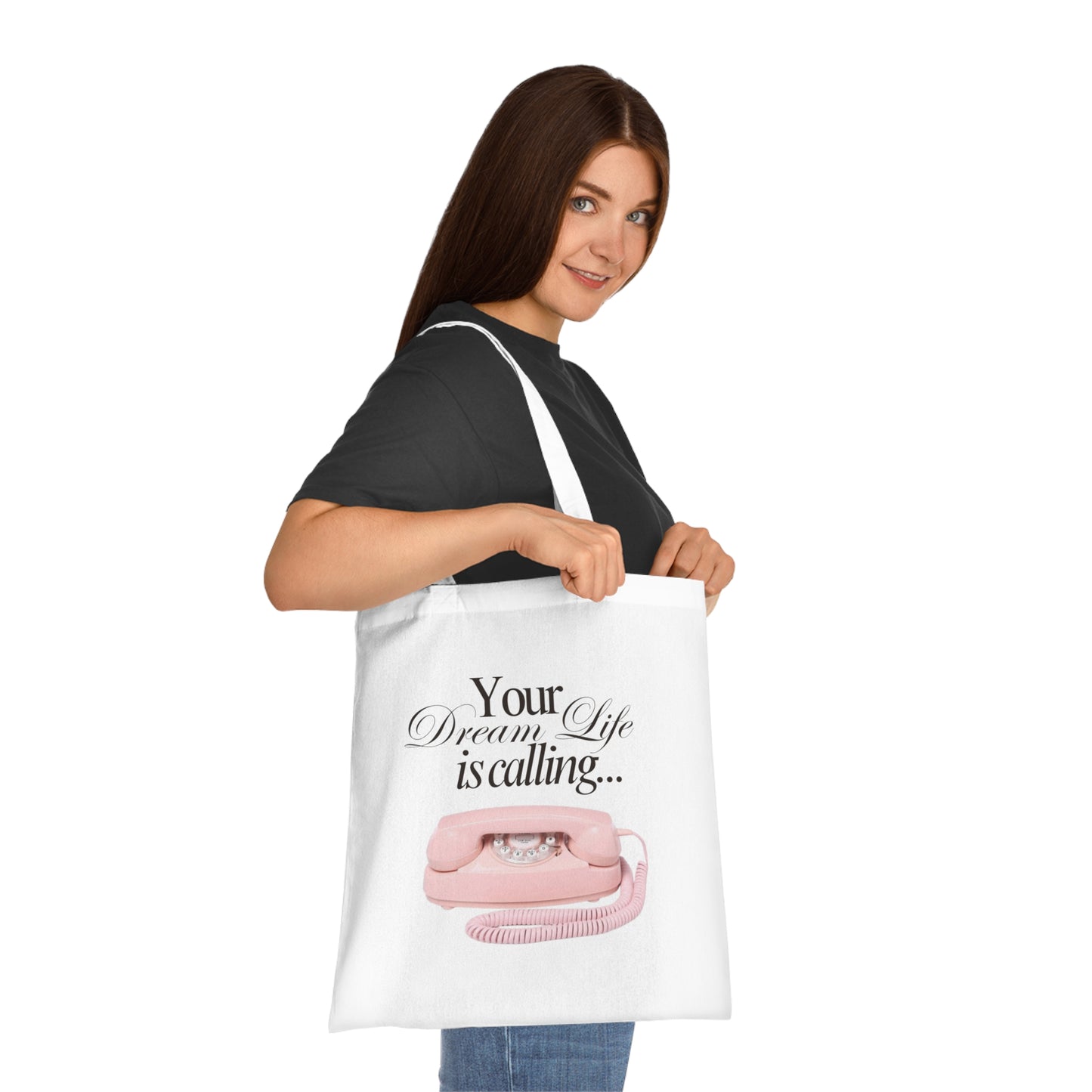 Dream Life Tote Bag - Eco-Friendly Cotton Tote, Ideal for Everyday Use, Gift for Dreamers, Shopping Bag, Motivational Quote Bag