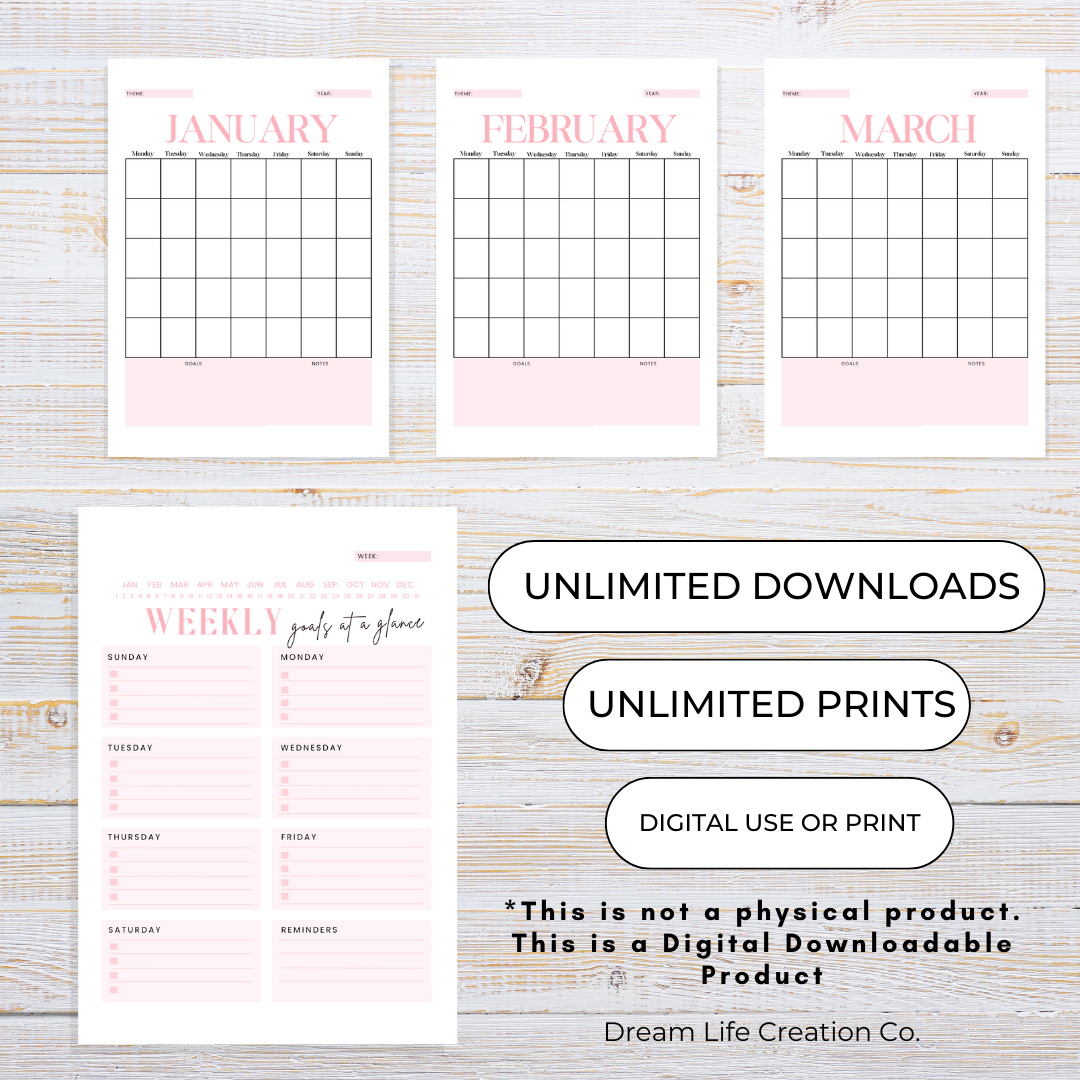 Goals Worksheets Planner Printable 65 Pages Pink Undated Goal Setting PDF