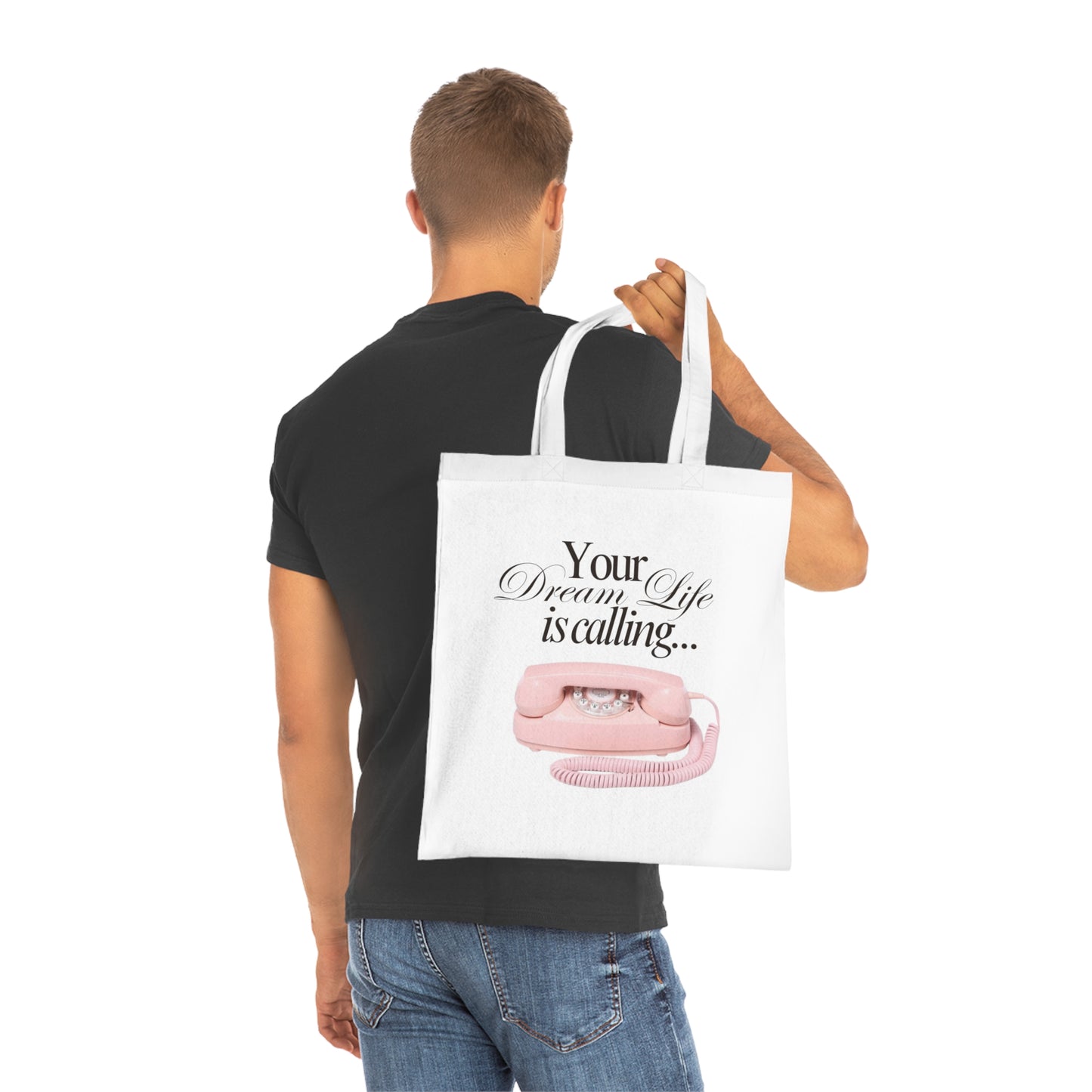 Dream Life Tote Bag - Eco-Friendly Cotton Tote, Ideal for Everyday Use, Gift for Dreamers, Shopping Bag, Motivational Quote Bag