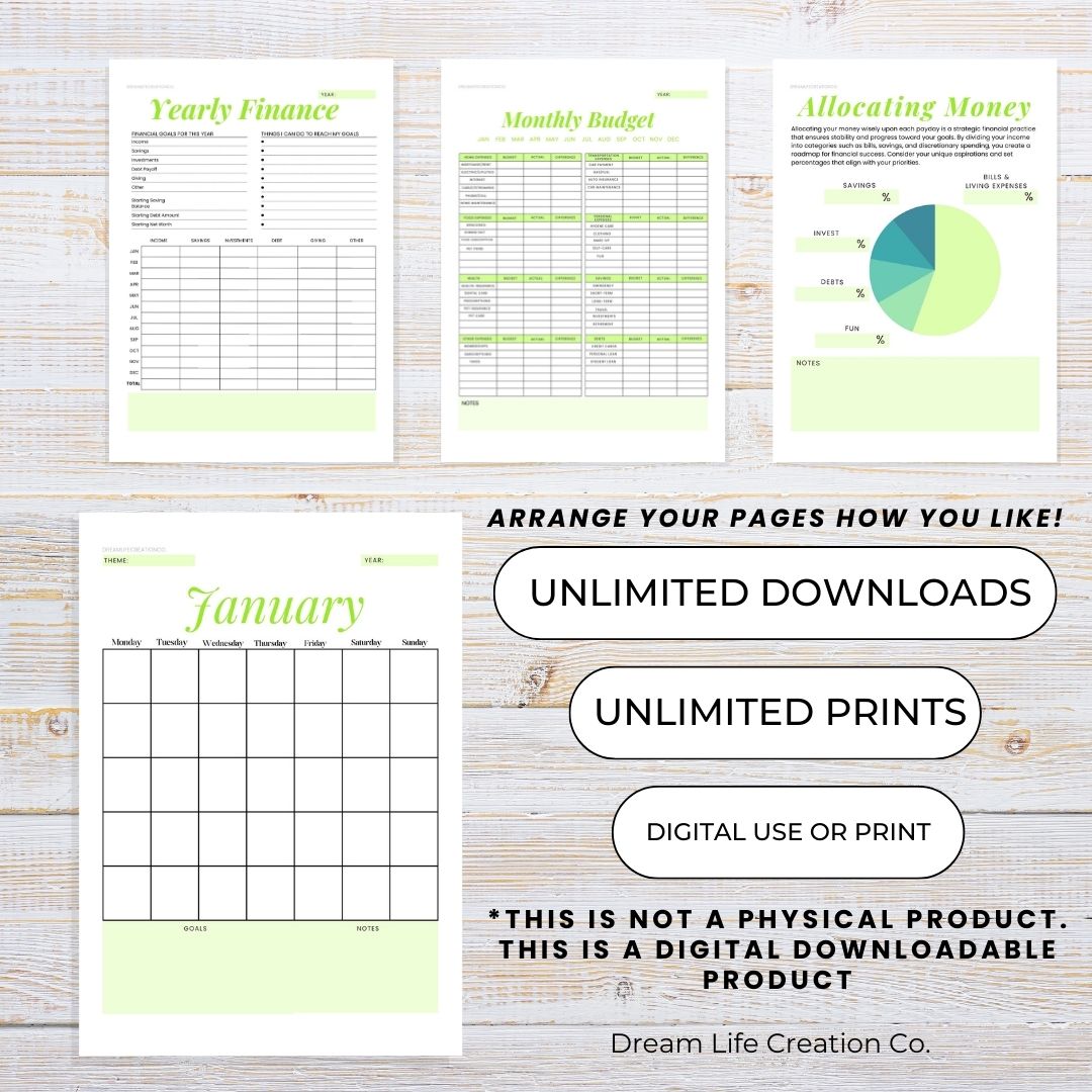 Money Flows to Me Budget Pages for Financial Goal Setting and Financial Planning