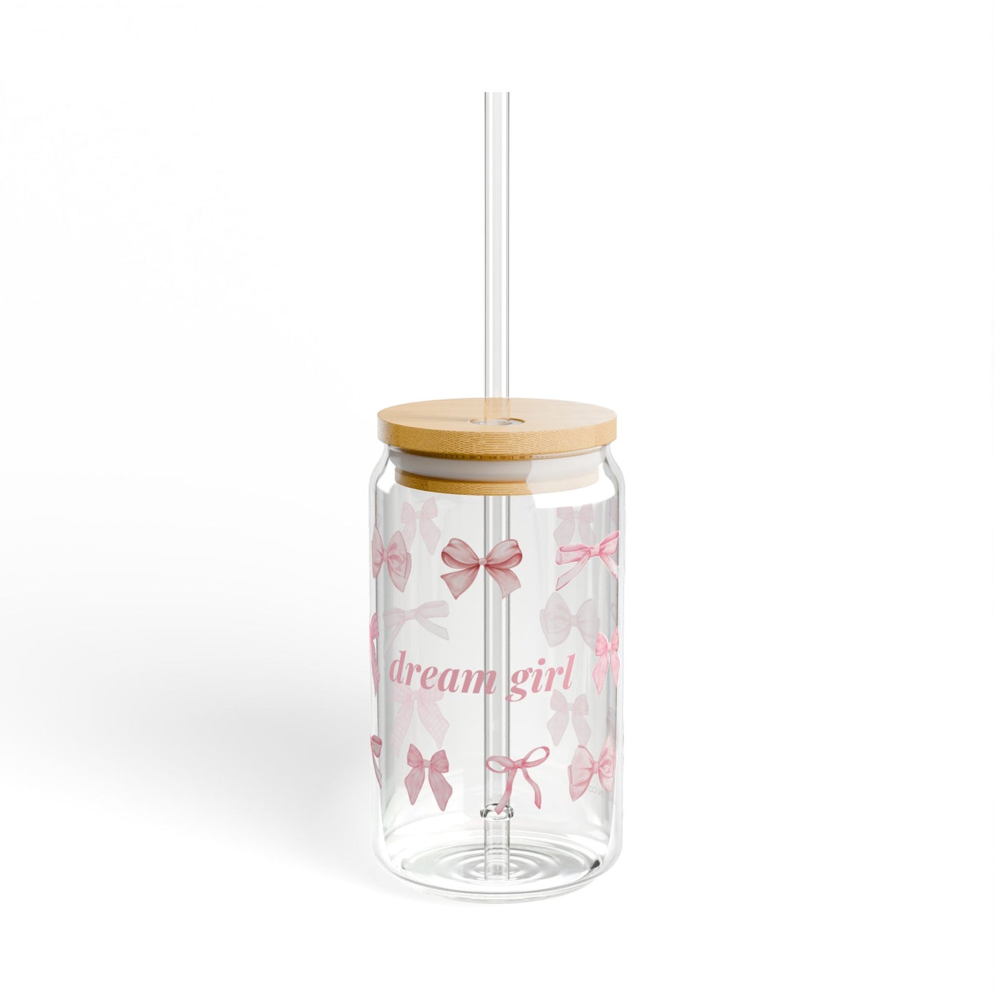 Dream Girl Pink Bow Sipper Glass – 16oz Drinkware for Girls