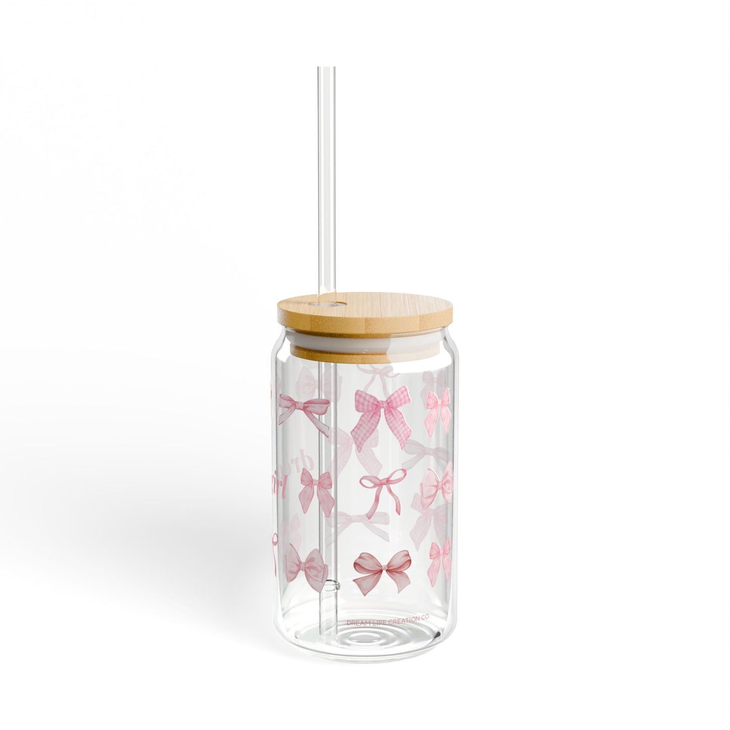 Dream Girl Pink Bow Sipper Glass – 16oz Drinkware for Girls