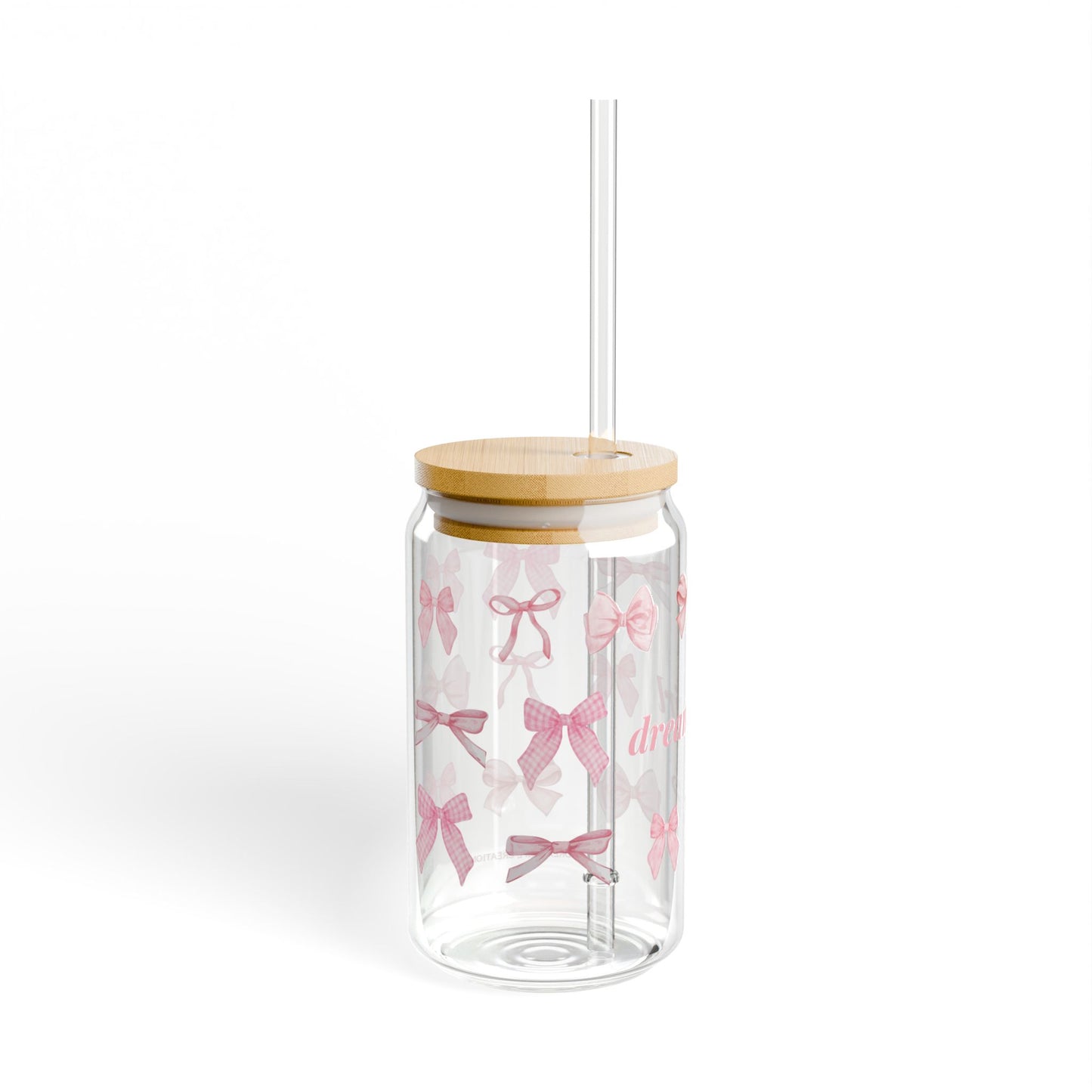 Dream Girl Pink Bow Sipper Glass – 16oz Drinkware for Girls